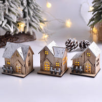 HKM-120275 Luminous Wooden Christmas Small House Decoration - Holiday Cabin with LED Lights