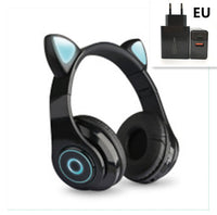 HKM-120403 Luminous Cartoon Cat Ears Bluetooth Headset with Foldable Design and Stereo Sound