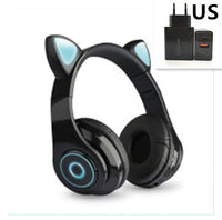 HKM-120403 Luminous Cartoon Cat Ears Bluetooth Headset with Foldable Design and Stereo Sound