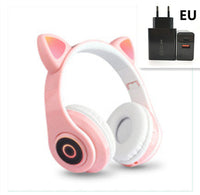 HKM-120403 Luminous Cartoon Cat Ears Bluetooth Headset with Foldable Design and Stereo Sound