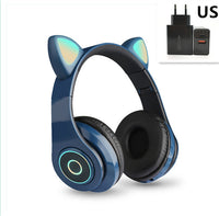 HKM-120403 Luminous Cartoon Cat Ears Bluetooth Headset with Foldable Design and Stereo Sound