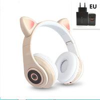 HKM-120403 Luminous Cartoon Cat Ears Bluetooth Headset with Foldable Design and Stereo Sound