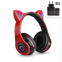 HKM-120403 Luminous Cartoon Cat Ears Bluetooth Headset with Foldable Design and Stereo Sound