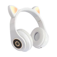 HKM-120403 Luminous Cartoon Cat Ears Bluetooth Headset with Foldable Design and Stereo Sound