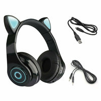 HKM-120403 Luminous Cartoon Cat Ears Bluetooth Headset with Foldable Design and Stereo Sound