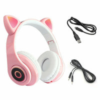 HKM-120403 Luminous Cartoon Cat Ears Bluetooth Headset with Foldable Design and Stereo Sound