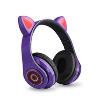 HKM-120403 Luminous Cartoon Cat Ears Bluetooth Headset with Foldable Design and Stereo Sound