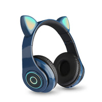 HKM-120403 Luminous Cartoon Cat Ears Bluetooth Headset with Foldable Design and Stereo Sound