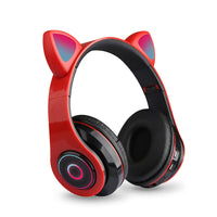 HKM-120403 Luminous Cartoon Cat Ears Bluetooth Headset with Foldable Design and Stereo Sound
