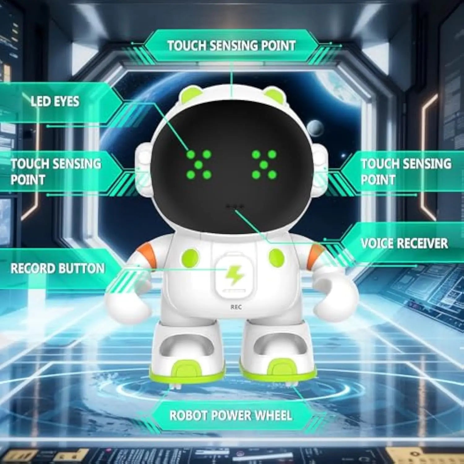HKM-120467 Interactive Rechargeable Robotic Toy with Voice Control, Touch Sensor, Singing, and Dancing Functions for Kids