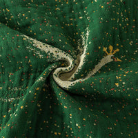 HKM-120659 Cotton Gauze Nap Blanket with Green Swan Tassels, 200x230cm
