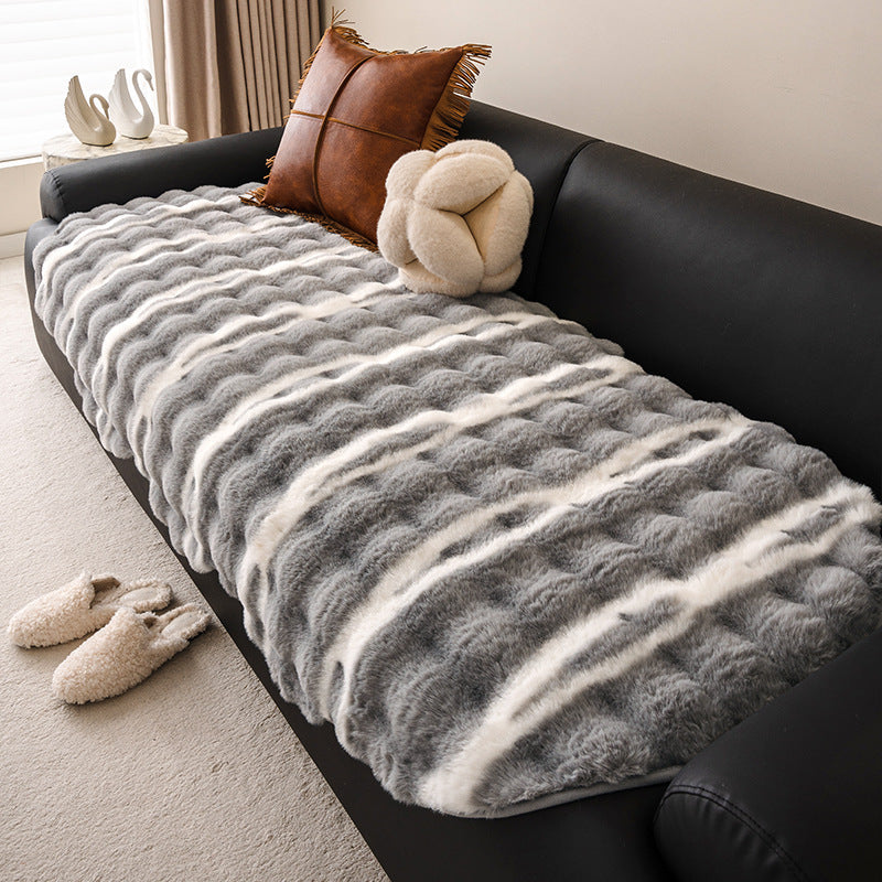 HKM-120723 Thick Plush Irregular Sofa Cushion for Autumn and Winter – Mediterranean Style Dust Cover
