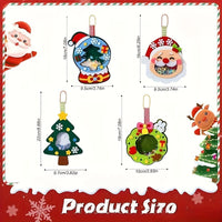 HKM-120787 Christmas Felt Applique Kit - 4 Handmade Ornament Styles: Santa Claus, Wreath, Christmas Tree, Crystal Ball