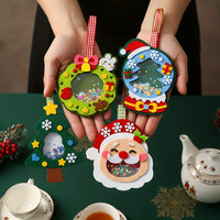 HKM-120787 Christmas Felt Applique Kit - 4 Handmade Ornament Styles: Santa Claus, Wreath, Christmas Tree, Crystal Ball