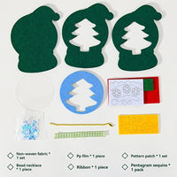 HKM-120787 Christmas Felt Applique Kit - 4 Handmade Ornament Styles: Santa Claus, Wreath, Christmas Tree, Crystal Ball