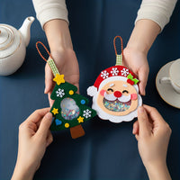 HKM-120787 Christmas Felt Applique Kit - 4 Handmade Ornament Styles: Santa Claus, Wreath, Christmas Tree, Crystal Ball