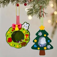 HKM-120787 Christmas Felt Applique Kit - 4 Handmade Ornament Styles: Santa Claus, Wreath, Christmas Tree, Crystal Ball