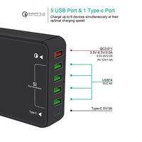 HKM-120851 Multi-Port USB Charger for Mobile Devices - 5V 8000mA, Black