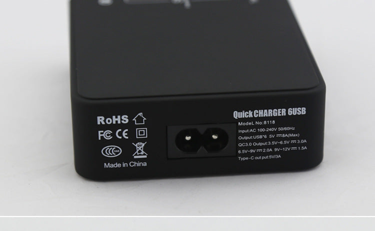 HKM-120851 Multi-Port USB Charger for Mobile Devices - 5V 8000mA, Black