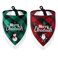 HKM-120979 Lace Christmas Dog Scarf - Red and Green Plaid Pet Bandana
