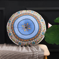 HKM-121043 Bohemian Floral Floor Cushion - 50cm Linen Blend Seat and Back Mat