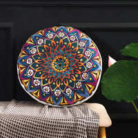 HKM-121043 Bohemian Floral Floor Cushion - 50cm Linen Blend Seat and Back Mat