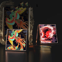 HKM-121107 Chinese Style Lipstick Sample Gift Box Set with Eye Shadow Palette - 5 Colorful Lipsticks and Dragon & Phoenix Shadow