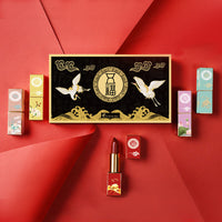 HKM-121107 Chinese Style Lipstick Sample Gift Box Set with Eye Shadow Palette - 5 Colorful Lipsticks and Dragon & Phoenix Shadow