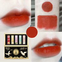 HKM-121107 Chinese Style Lipstick Sample Gift Box Set with Eye Shadow Palette - 5 Colorful Lipsticks and Dragon & Phoenix Shadow