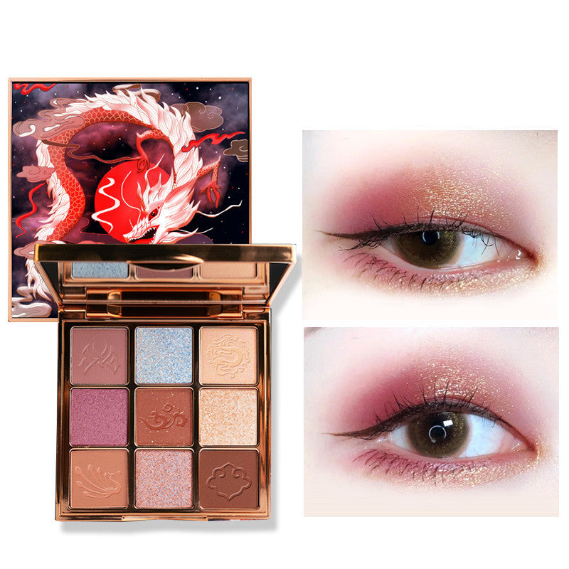 HKM-121107 Chinese Style Lipstick Sample Gift Box Set with Eye Shadow Palette - 5 Colorful Lipsticks and Dragon & Phoenix Shadow