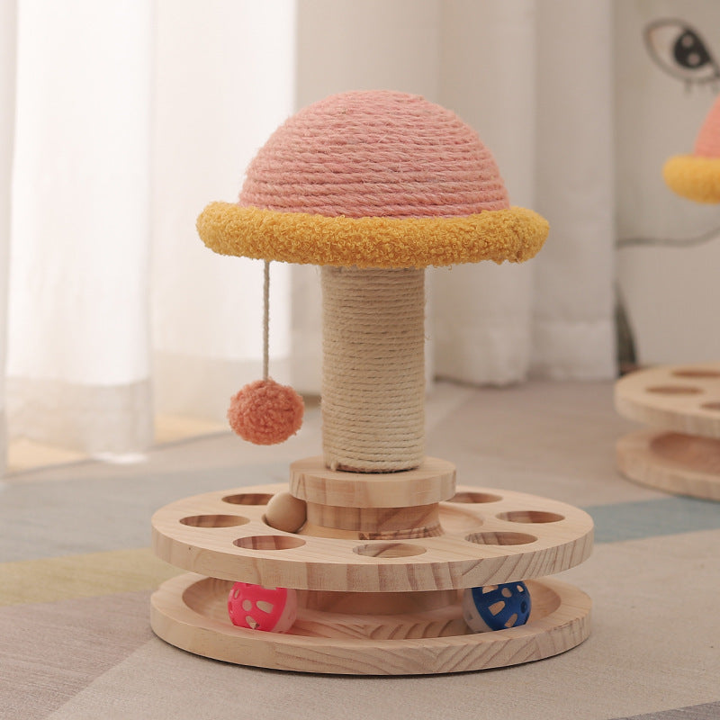 HKM-121107 Solid Wood Cat Climbing Frame with Sisal Scratch Pillars