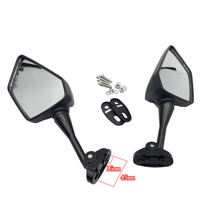 HKM-121171 Horizon Rearview Mirrors Set with Installation Accessories for Sports Cars, Black, Convex Design