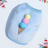 HKM-121235 Red Strawberry & Blue Ice Cream Coral Fleece Pet Vest for Dogs and Cats