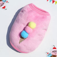 HKM-121235 Red Strawberry & Blue Ice Cream Coral Fleece Pet Vest for Dogs and Cats