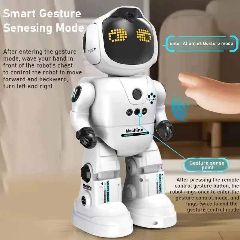 KTX-121235 Smart Programming Robot with Gesture Recognition for Interactive Learning and Play, Battery Operated Educational Toy for Ages 2 and Up