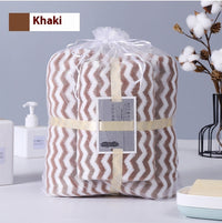 HKM-121235 Water Ripple Coral Fleece Towels Two-Piece Set for Parents and Children – Soft, Absorbent, and Non-fading