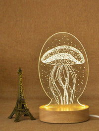 HKM-121427 3D Acrylic Jellyfish Night Light - Modern Minimalist Table Lamp for Bedroom and Gift Use