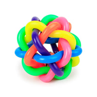 HKM-121427 Colorful bell woven ball, 5.5cm small leather skin, rainbow rubber ball, dog toy ball, exploding pet