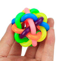 HKM-121427 Colorful bell woven ball, 5.5cm small leather skin, rainbow rubber ball, dog toy ball, exploding pet