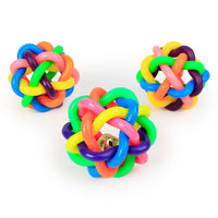 HKM-121427 Colorful bell woven ball, 5.5cm small leather skin, rainbow rubber ball, dog toy ball, exploding pet