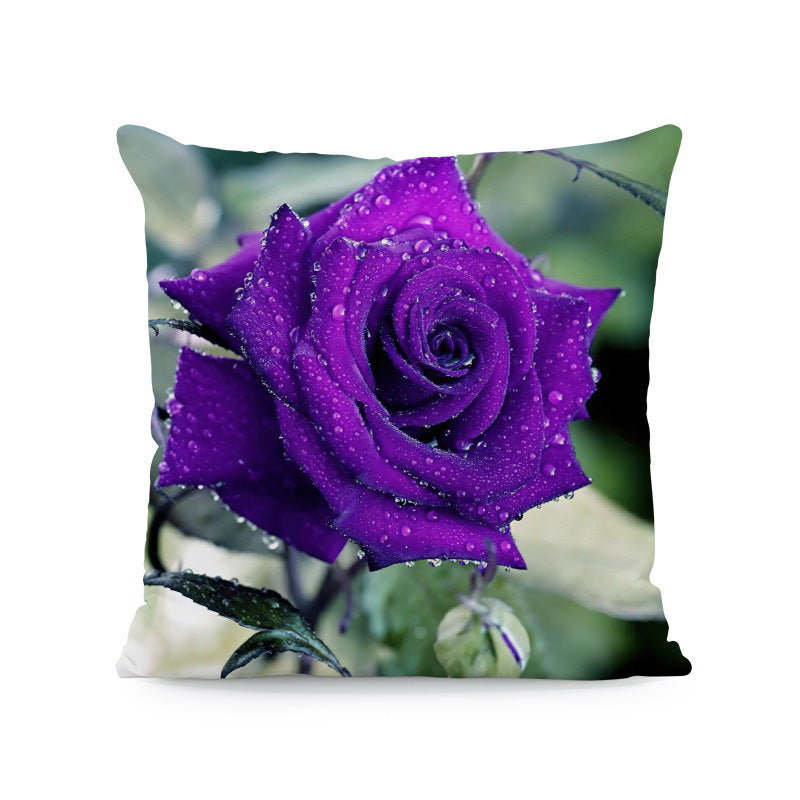 KTX-121491 Flower Print Super Soft Pillow Cover - Modern 45x45cm Cushion Case in Various Colors