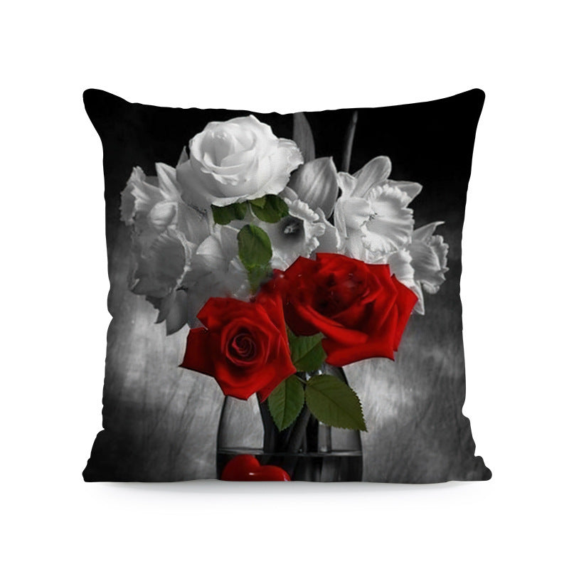KTX-121491 Flower Print Super Soft Pillow Cover - Modern 45x45cm Cushion Case in Various Colors