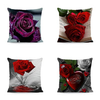 HKM-121491 Flower Print Super Soft Pillow Cover - Modern 45x45cm Cushion Case in Various Colors