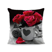 HKM-121491 Flower Print Super Soft Pillow Cover - Modern 45x45cm Cushion Case in Various Colors
