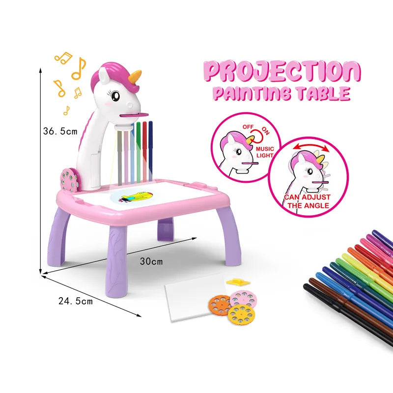 HKM-121619 Kid-Friendly Drawing Projector Board for Creative Painting Fun