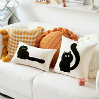 HKM-121619 Modern Minimalist Cat Embroidered Cushion - Available in Various Styles and Sizes