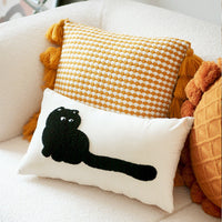 HKM-121619 Modern Minimalist Cat Embroidered Cushion - Available in Various Styles and Sizes
