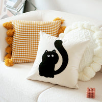 HKM-121619 Modern Minimalist Cat Embroidered Cushion - Available in Various Styles and Sizes