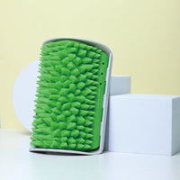 HKM-121747 Durian Itching Comb for Cats - Rubber Pet Scrubber in Green Grass and Lemon Yellow