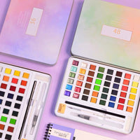 HKM-121747 Pearlescent Watercolor Paint Set - 24 Colors in Box, Includes Metallic and Pure Pearlescent Options